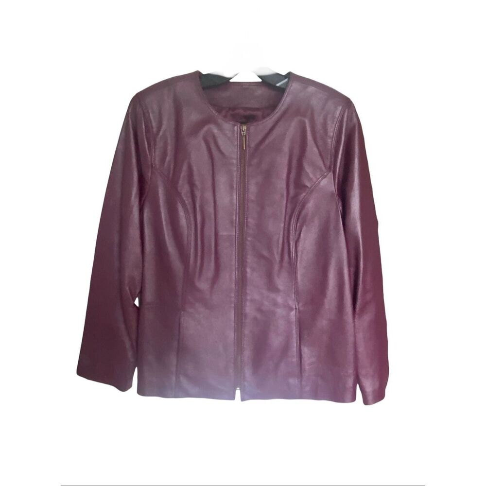 Terry Lewis Classic Luxury Purple Leather full Zip Jacket Sz S/ M